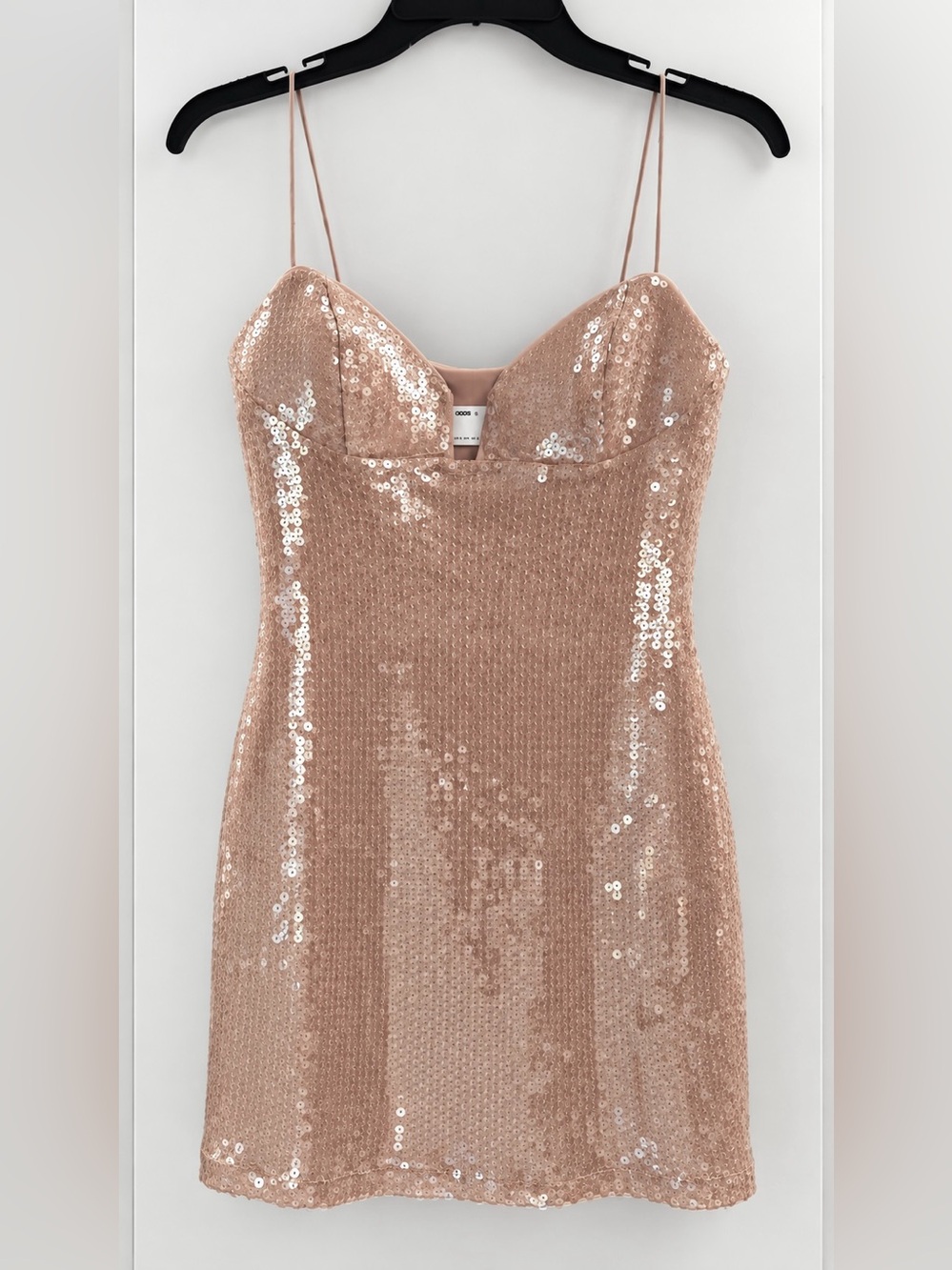 Sequin Slip Mini Dress in Rose Gold ( Nude color)